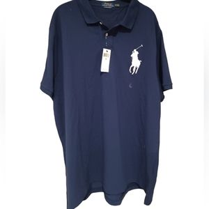 Polo Shirt XXL Blue White Slim Fit